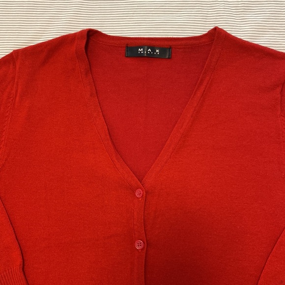 MAK red cardigan sweater sz L - Picture 2 of 7